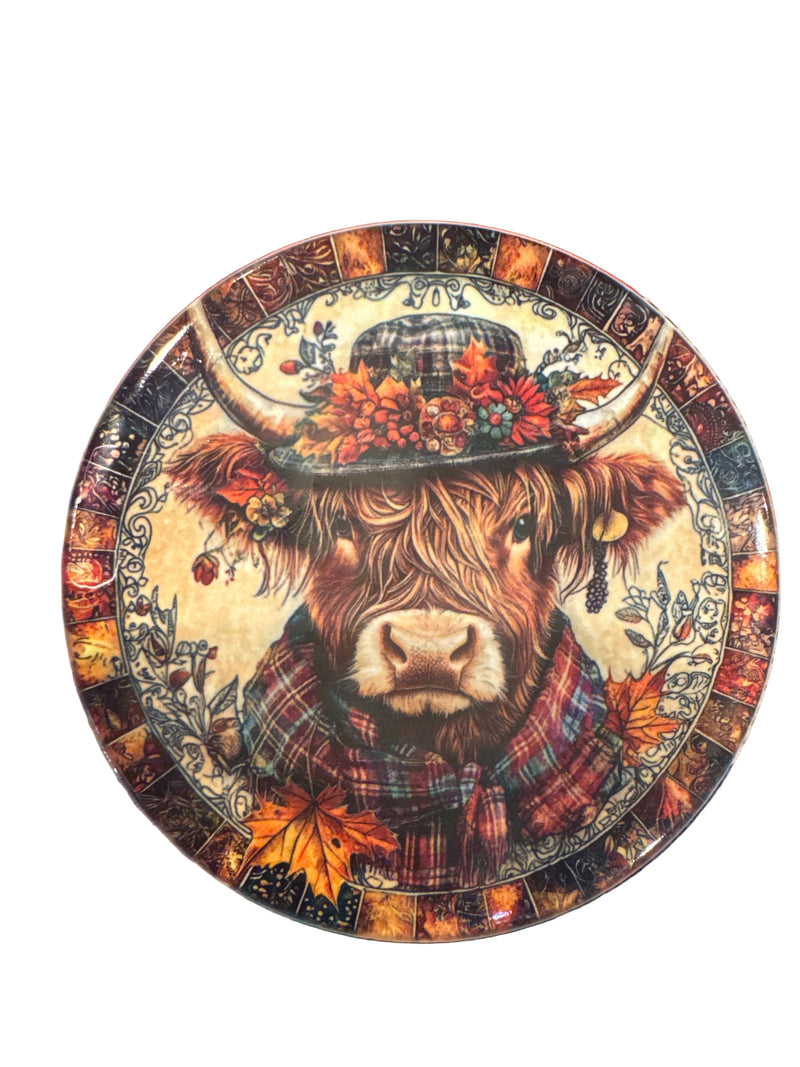 Coaster (3) - Scottish Highland Cow Ceramic 3.5" round with cork backing x 1