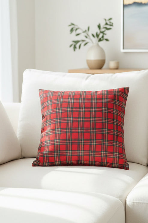 Cushion Cover Red Plaid- 43cm x43cm
