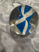 Paperweight - Handcrafted Scottish Flag St Andrew's Cross Size 1.5 H" x 2.5" W