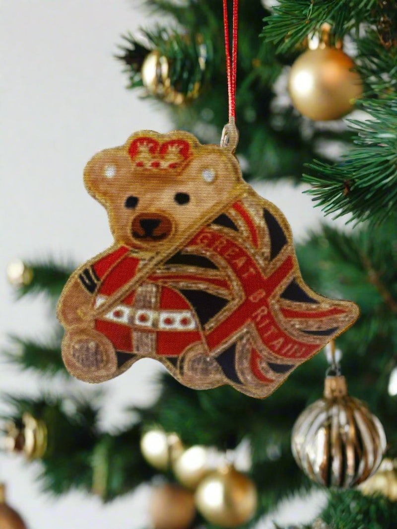 #16 Tinker Tailor Guardsbear with UJ Flag and Great Britian Christmas Ornament.