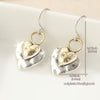 Earrings - Love Heart Drop Hook Two Tone - Approx Size 0.51" x 0.98"