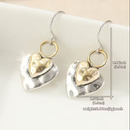 Earrings - Love Heart Drop Hook Two Tone - Approx Size 0.51" x 0.98"