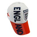 Hat - 3D England White & Red with Adjustable Velcro Strap