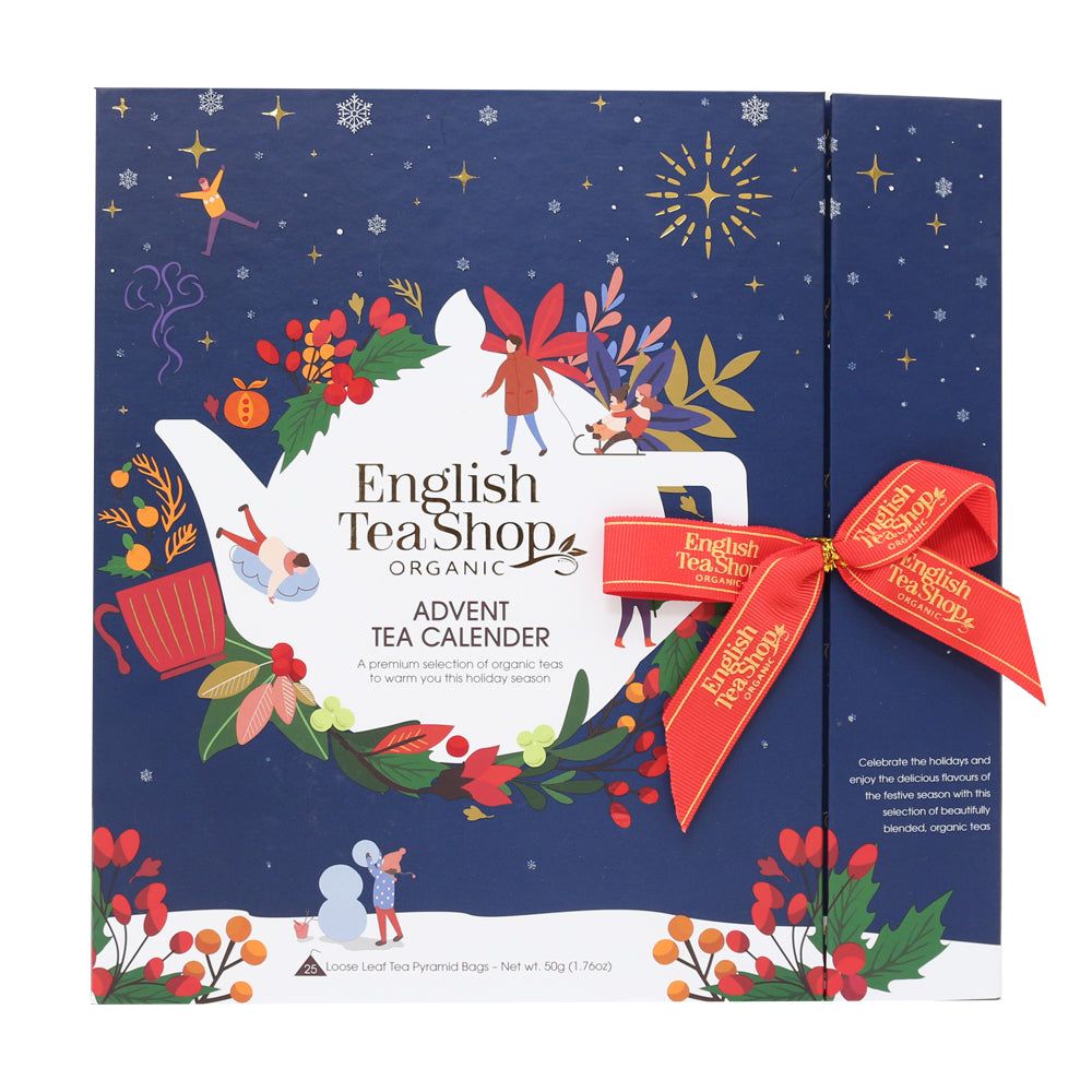 English Tea Shop Organic Book Style Blue Advent Calendar 75g