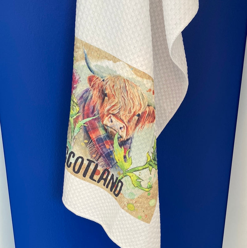 Tea towel. Custom Made Scottish Highland Cool.