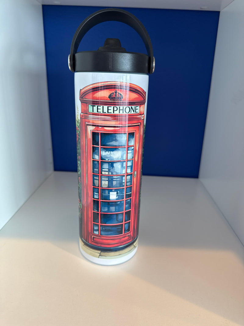 Tumbler 20 oz - Custom Made Telephone with 2 Lamp & Flowers with Swivel Handle & Straw