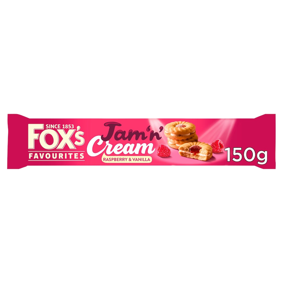 Fox's Jam 'n' Cream Raspberry & Vanilla Biscuits 150g