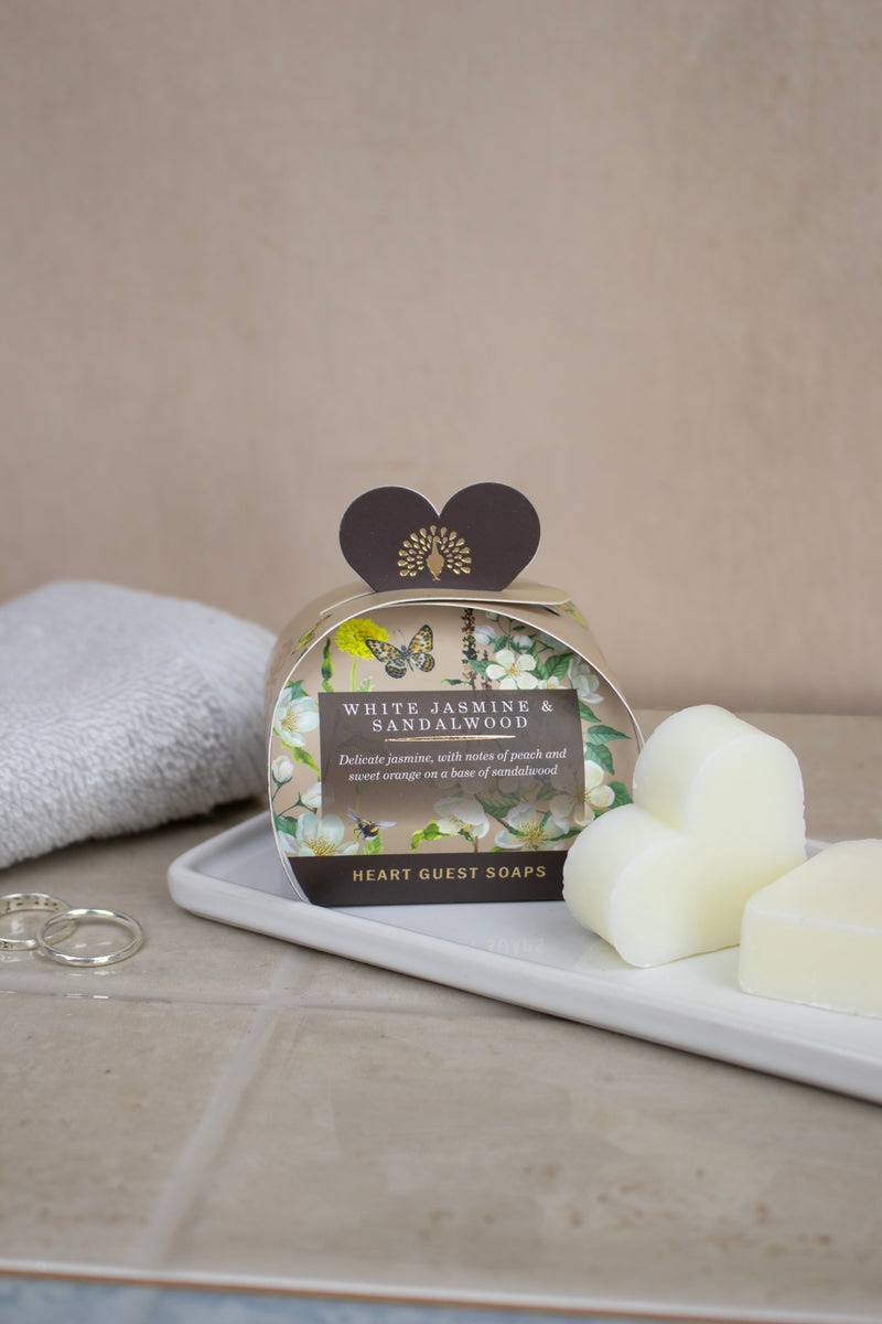 English Soap Company White Jasmine & Sandalwood Heart Shaped Gift Soaps 3 x 20g