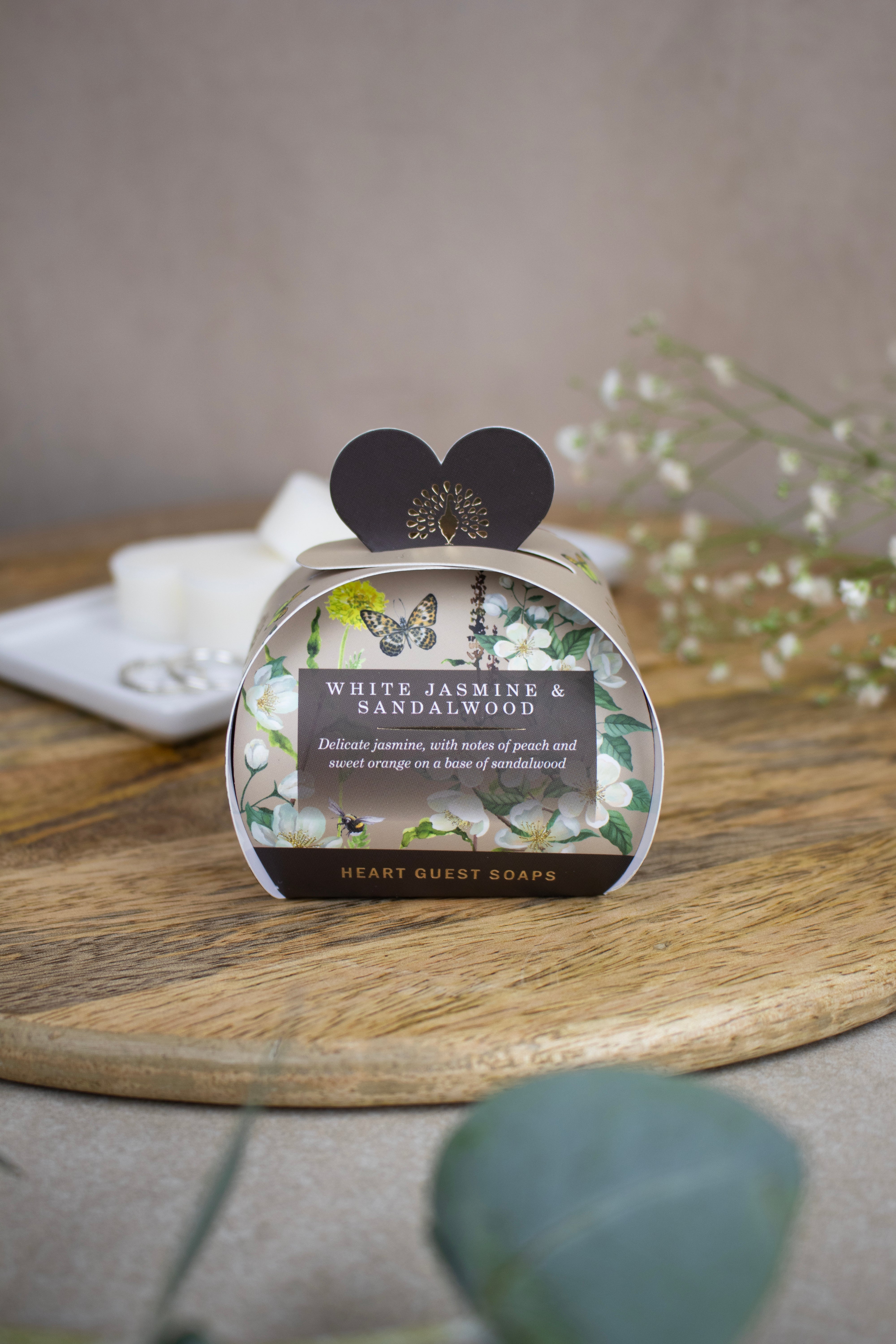 Heart Shaped Gift Soaps 3 x 20g - White Jasmine & Sandalwood