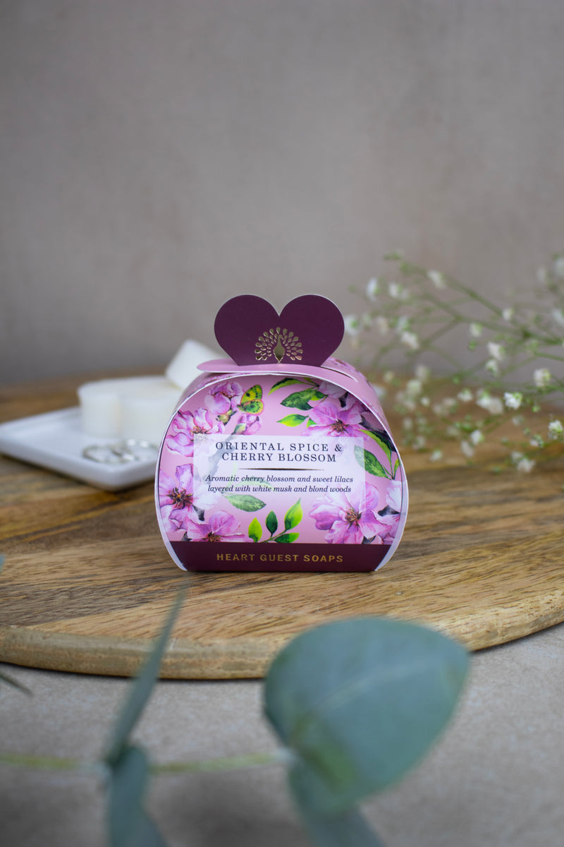 English Soap Company Oriental Spice & Cherry Blossom Heart Shaped Gift Soaps 3 x 20g