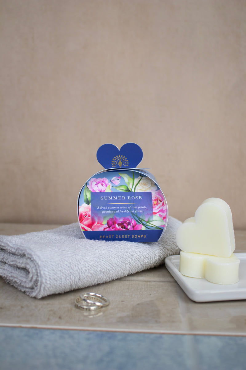 English Soap Company Summer Rose Heart Shaped Gift Soaps 3 x 20g