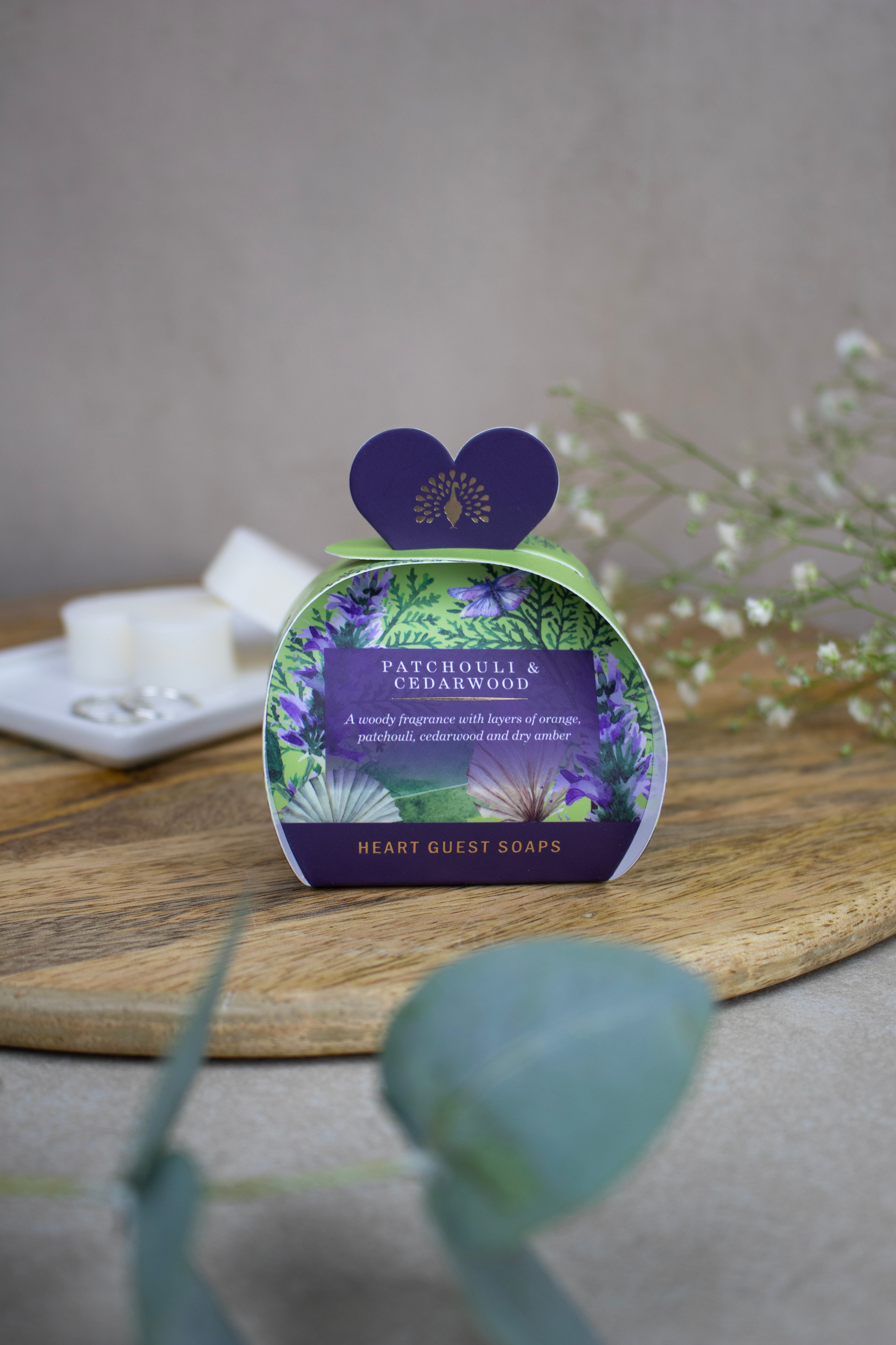 Heart Shaped Gift Soaps 3 x 20g - Patchouli & Cedarwood