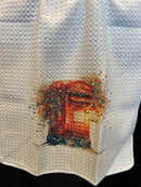 Tea Towel 15" x 27" - Custom Made Postbox with Lantern & Flowers
