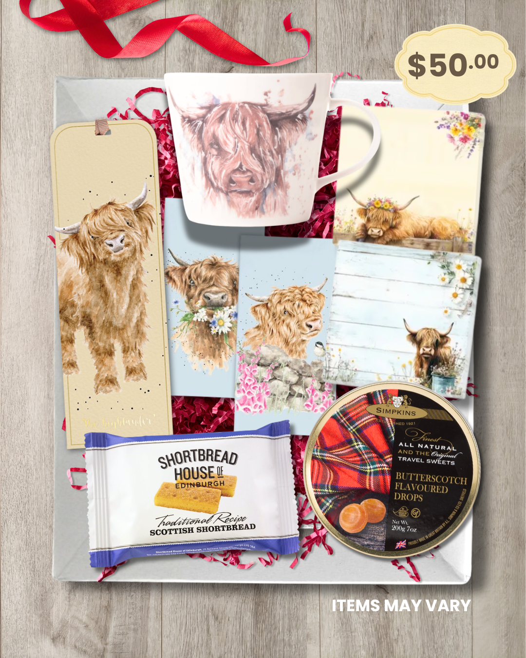 Gift Basket - $50.00 Highland Cow Scottish