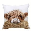 Cushion Cover - Cutie Highland Cow (Cover Only & Pattern on one side) Size 17.7" x 17.7"