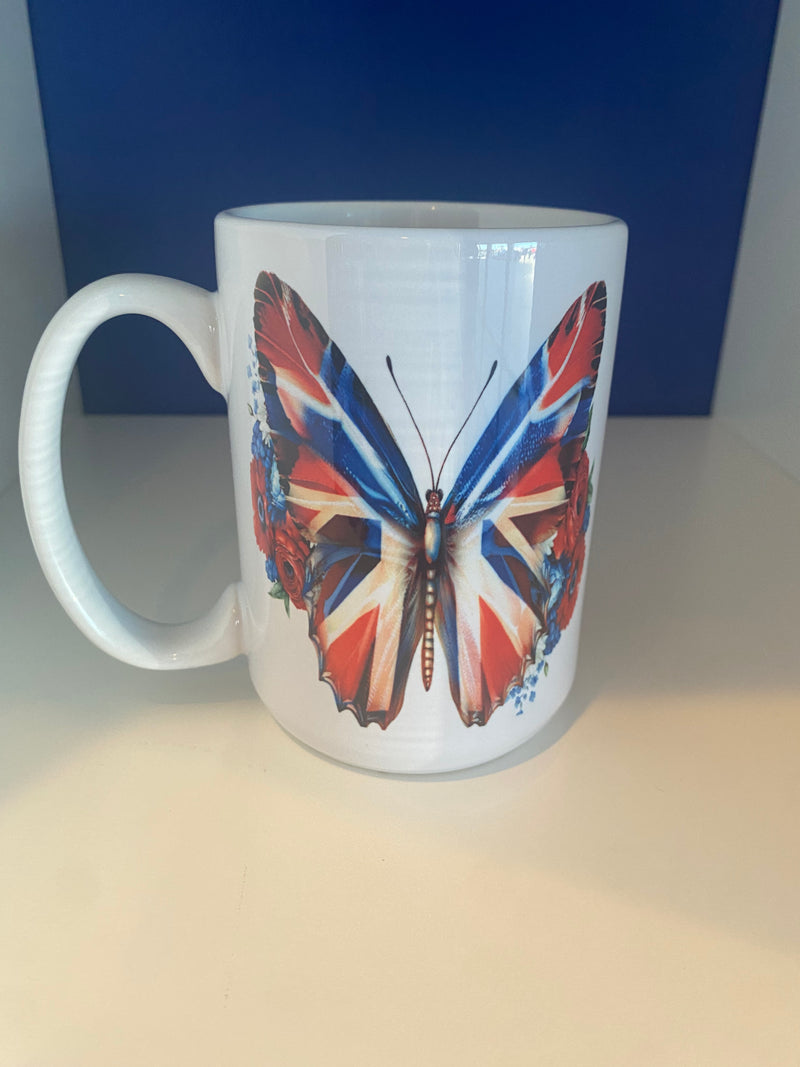 Butterfly Union Jack Mug 15oz
