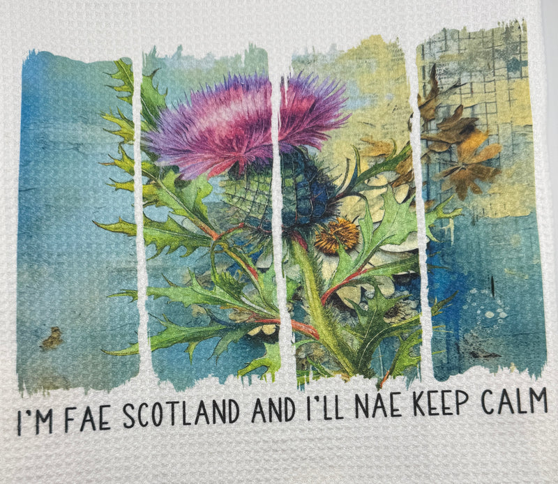 Tea towel. Custom Thistle (15x27) Designs may vary.