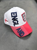 Hat - 3D England White & Red with Adjustable Velcro Strap