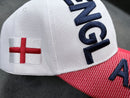 Hat - 3D England White & Red with Adjustable Velcro Strap