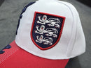 Hat - 3D England White & Red with Adjustable Velcro Strap