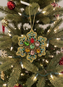 #66 Tinker Tailor Green Snowflake with Multi Crystals Christmas Ornament.