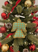 #39 Tinker Tailor Eau de Nil Angel with Gold check bead Christmas Ornament.