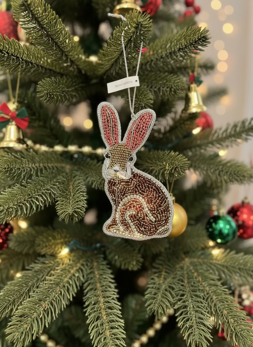 #57 Tinker Tailor Fairytale Crystal Hare Christmas Ornament.