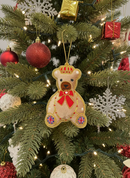 #62 Tinker Tailor Royal Teddy with Union Jack flag feet Christmas Ornament.