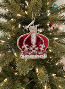#25 Tinker Tailor Wine Crystal Crown Christmas Ornament.