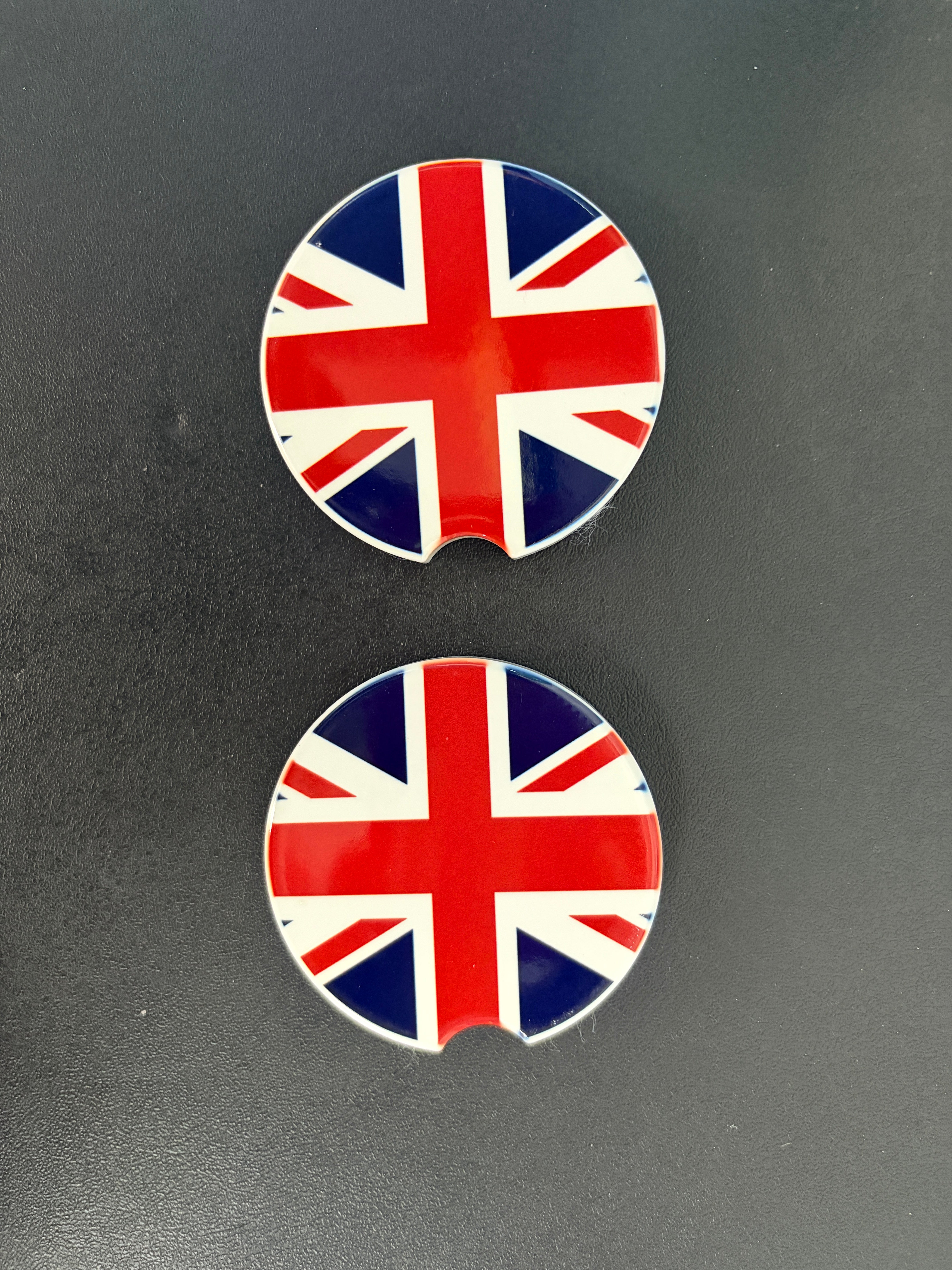 Car Coaster - Custom Made - Union Jack Flag - Ceramic, Set of 2