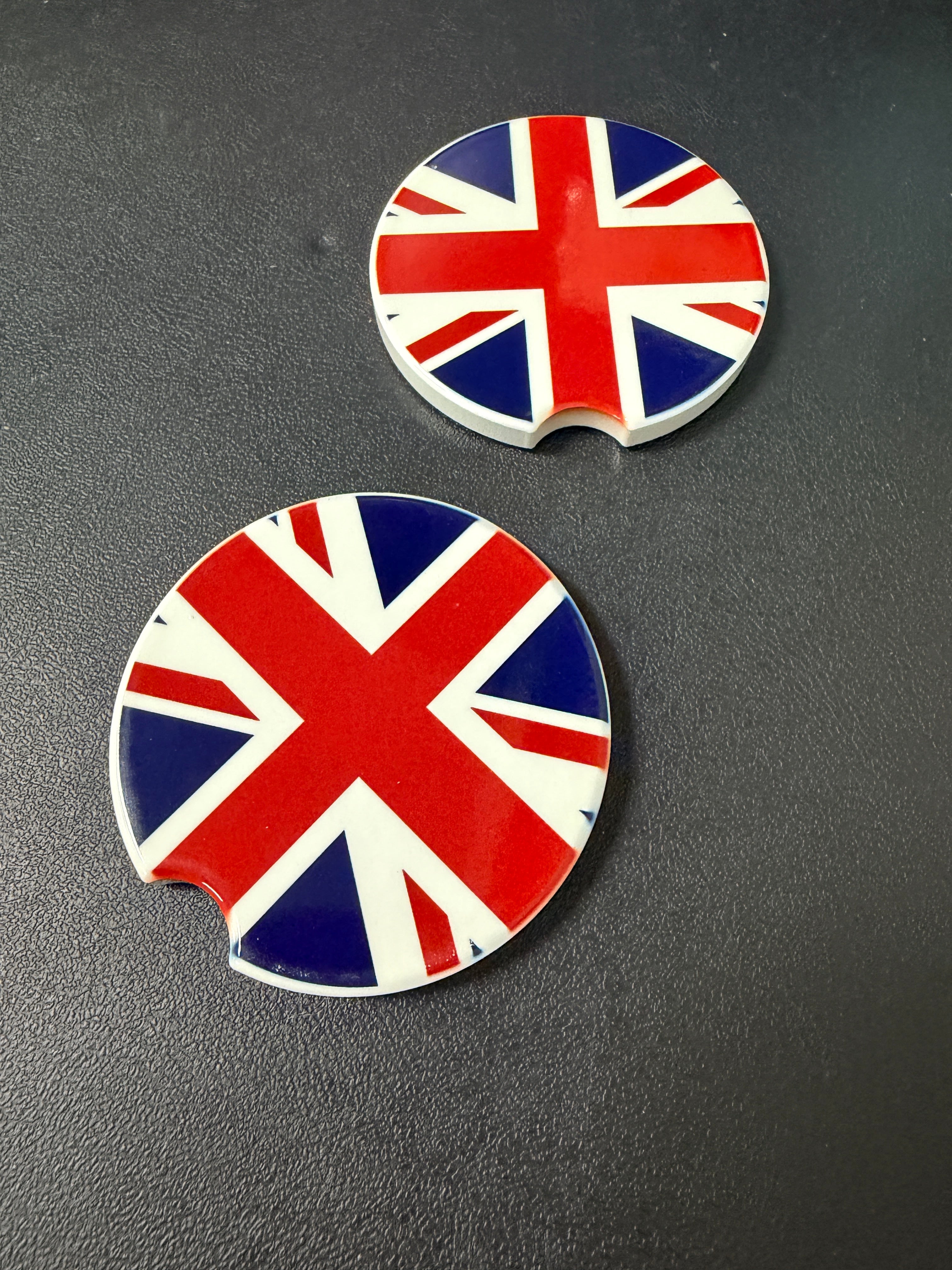 Car Coaster - Custom Made - Union Jack Flag - Ceramic, Set of 2