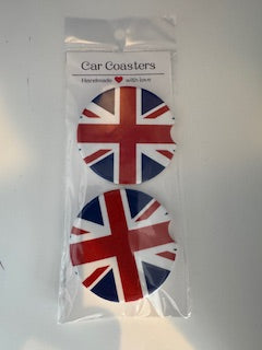 Car Coaster - Custom Made - Union Jack Flag - Ceramic, Set of 2