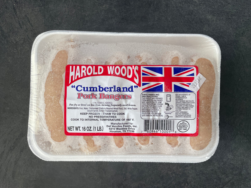 Harold Wood's Cumberland Pork Bangers 6pk 16oz (1lb Ship Weight)