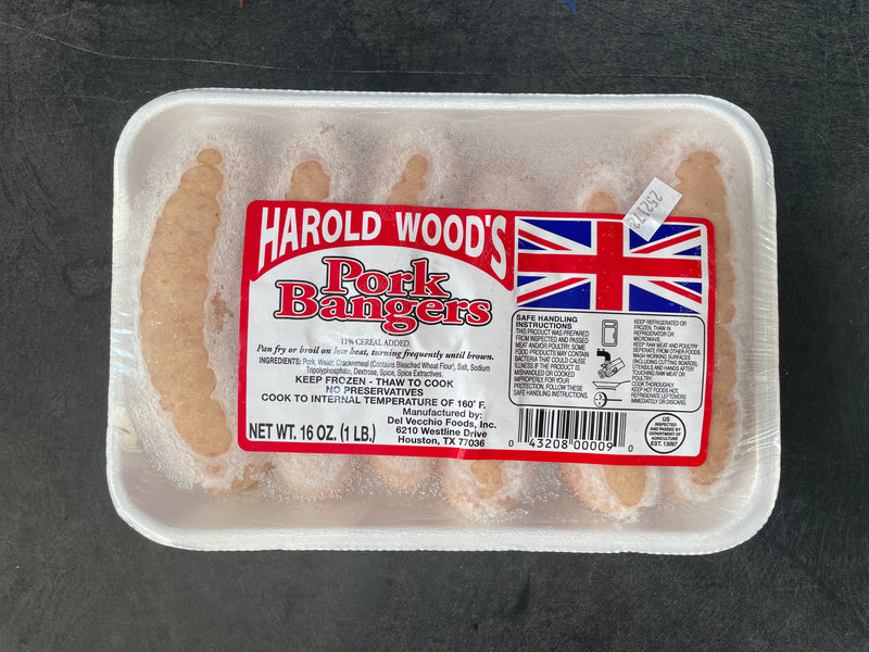 Harold Wood's Pork Bangers 6pk 16oz (1lb Ship Weight)