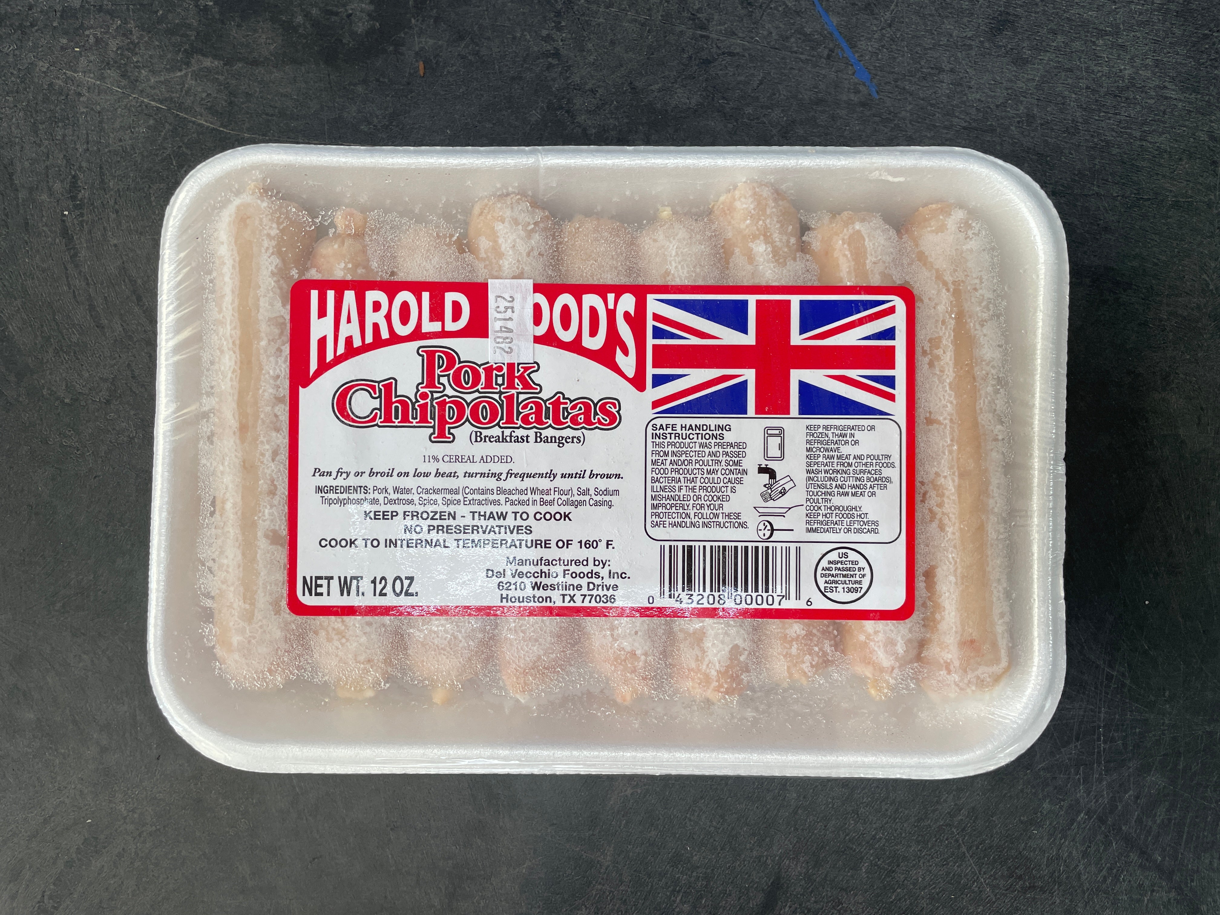 Harold Wood's Pork Chipolatas 9pk 12oz (3/4 lb Ship Weight)