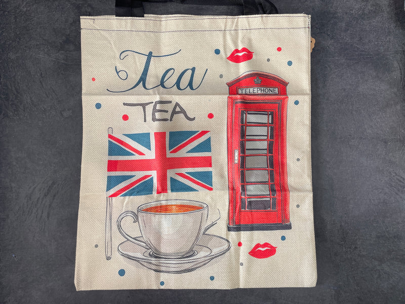 Tote Bag - Vintage British Flag & Red Telephone Booth "TEA"