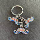 Key Ring - 3 Union Jack Flag Moustache Keyring