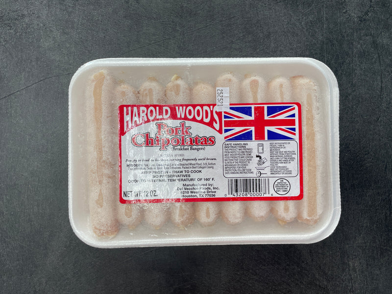 Harold Wood's Pork Chipolatas 9pk 12oz (3/4 lb Ship Weight)