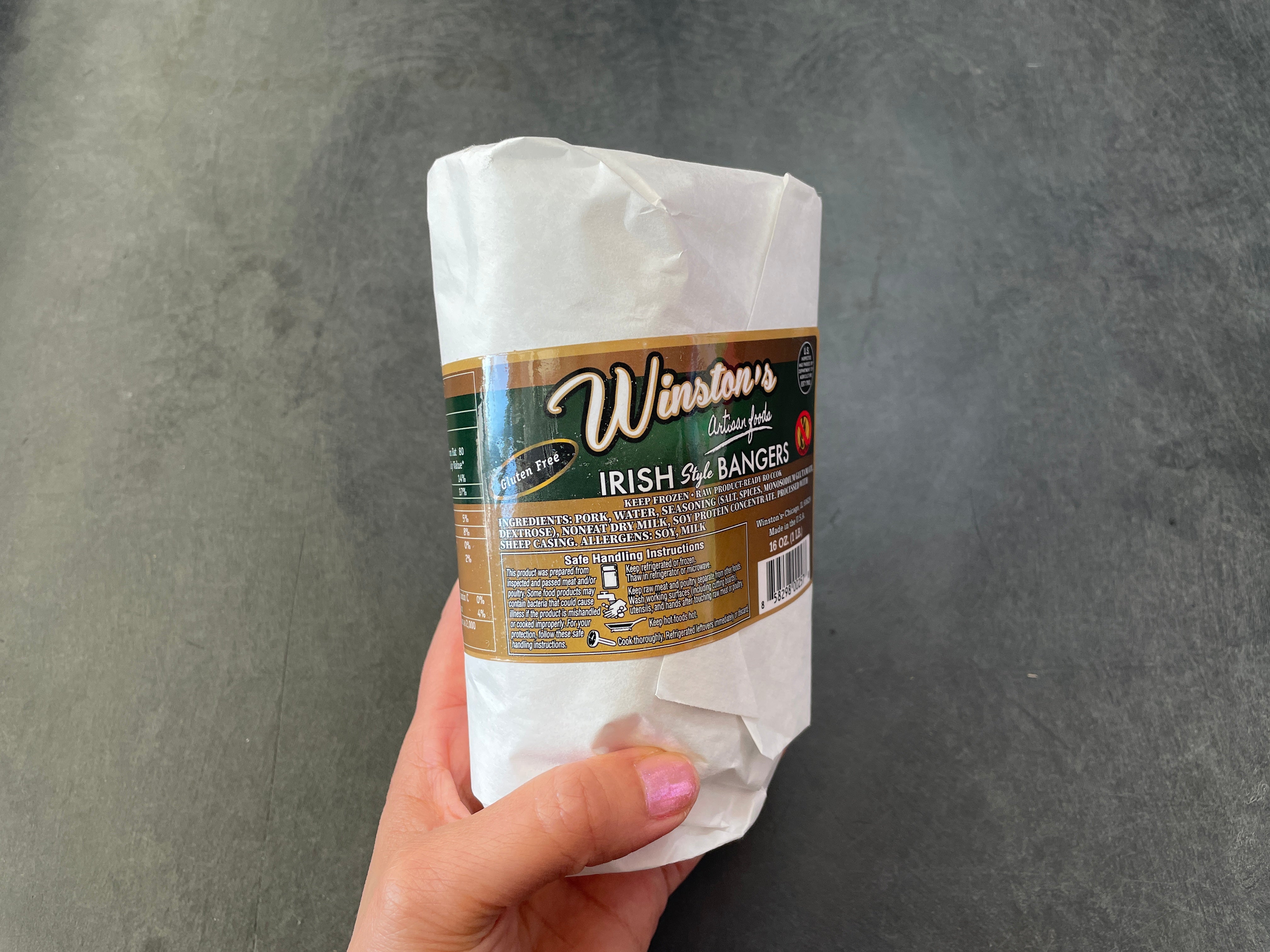 Winston's Gluten Free 99% Pork Bangers 16oz (1lb Ship Weight)