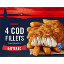 Iceland 4 Battered Cod Fillets 4PK 440g (1lb Ship Weight)