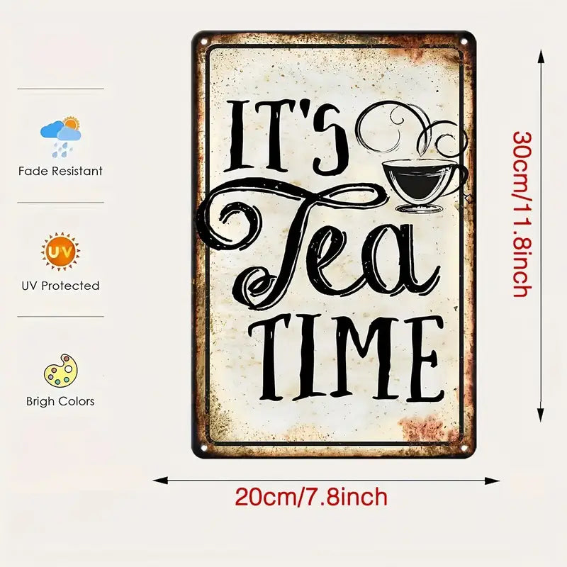 Sign - Vintage It's Tea Time - 8x12 Inch