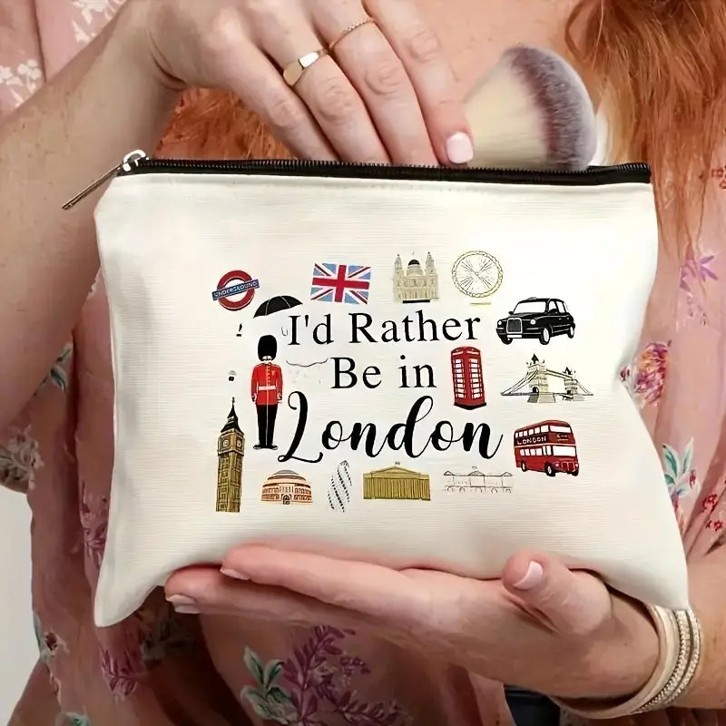 UK Icons I'd Rather Be In London Pattern Cosmetic Bag Makeup Bag etc