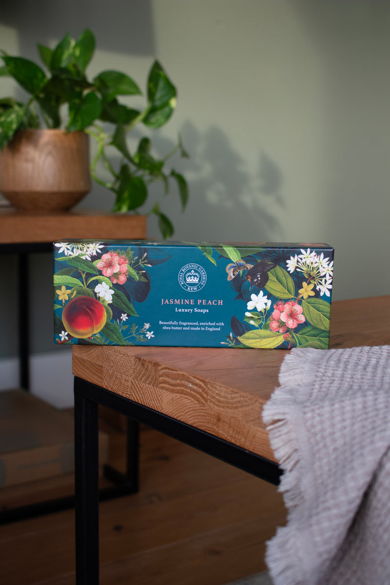 Kew Gardens Jasmine & Peach Triple Soap Gift Box 3 x 100g
