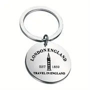 Key Ring. UK London England Round 2 1/4"