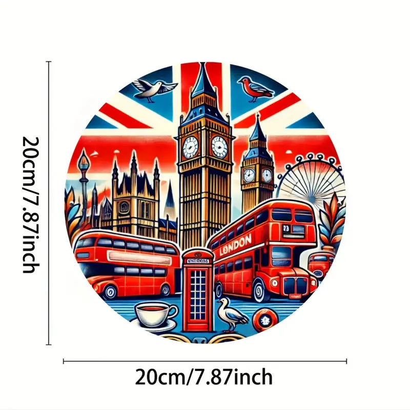 Metal Vintage London Art Aluminum Sign 7.8" round