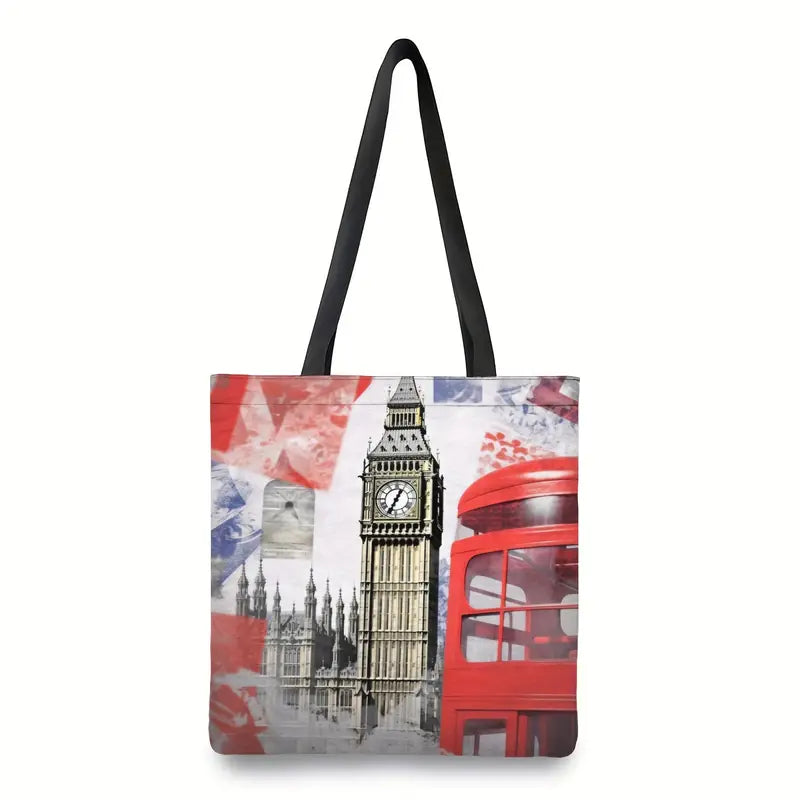 UK. London Big Ben Print Tote Bag Size 15.7' x 13.8"