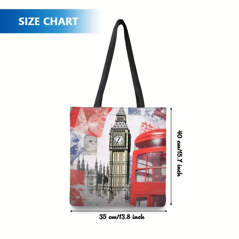 UK. London Big Ben Print Tote Bag Size 15.7' x 13.8"