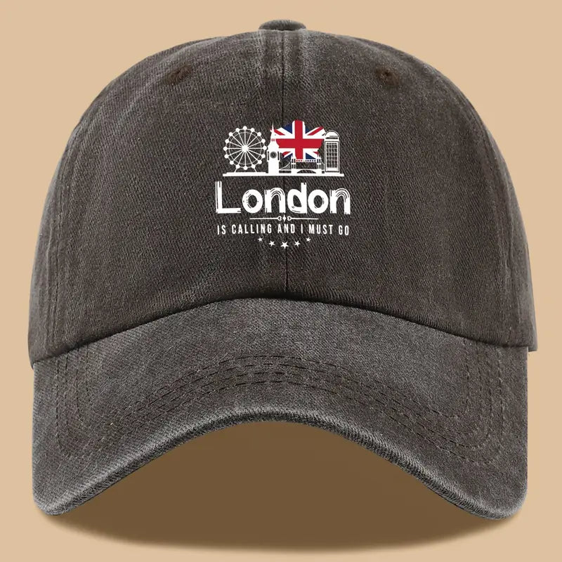 Cap  - London is Calling and I Must go Baseball Cap (Coffee Colour)