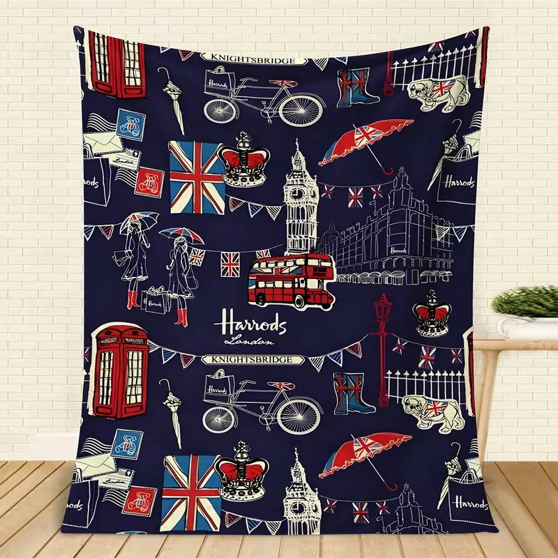 UK London Inspired Fleece Throw 59 x 79"