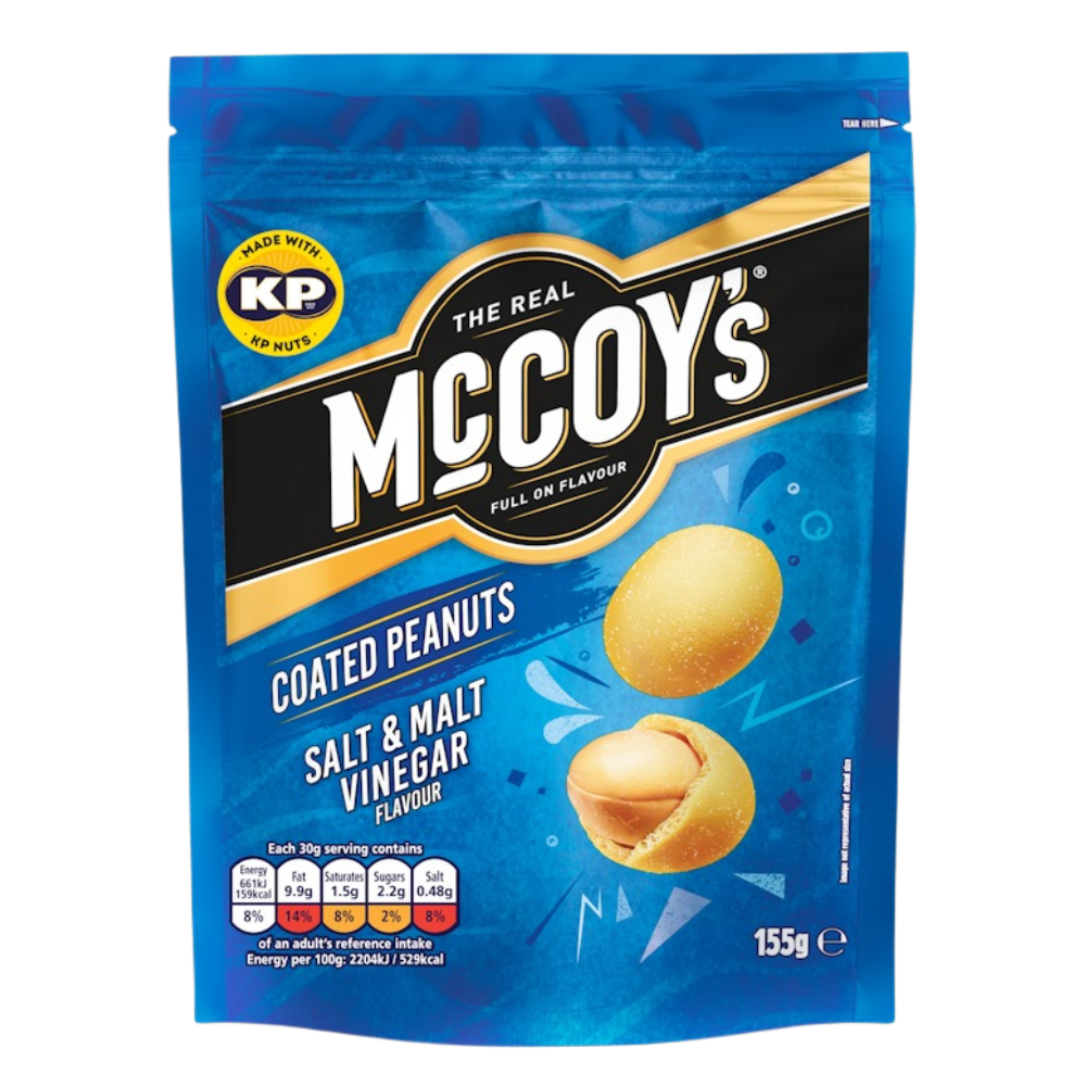 McCoy's Salt & Malt Vinegar Flavour Coated Peanuts 155g